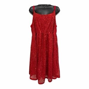 Torrid Red Sequin Skater Dress Size 1 1X  14 16